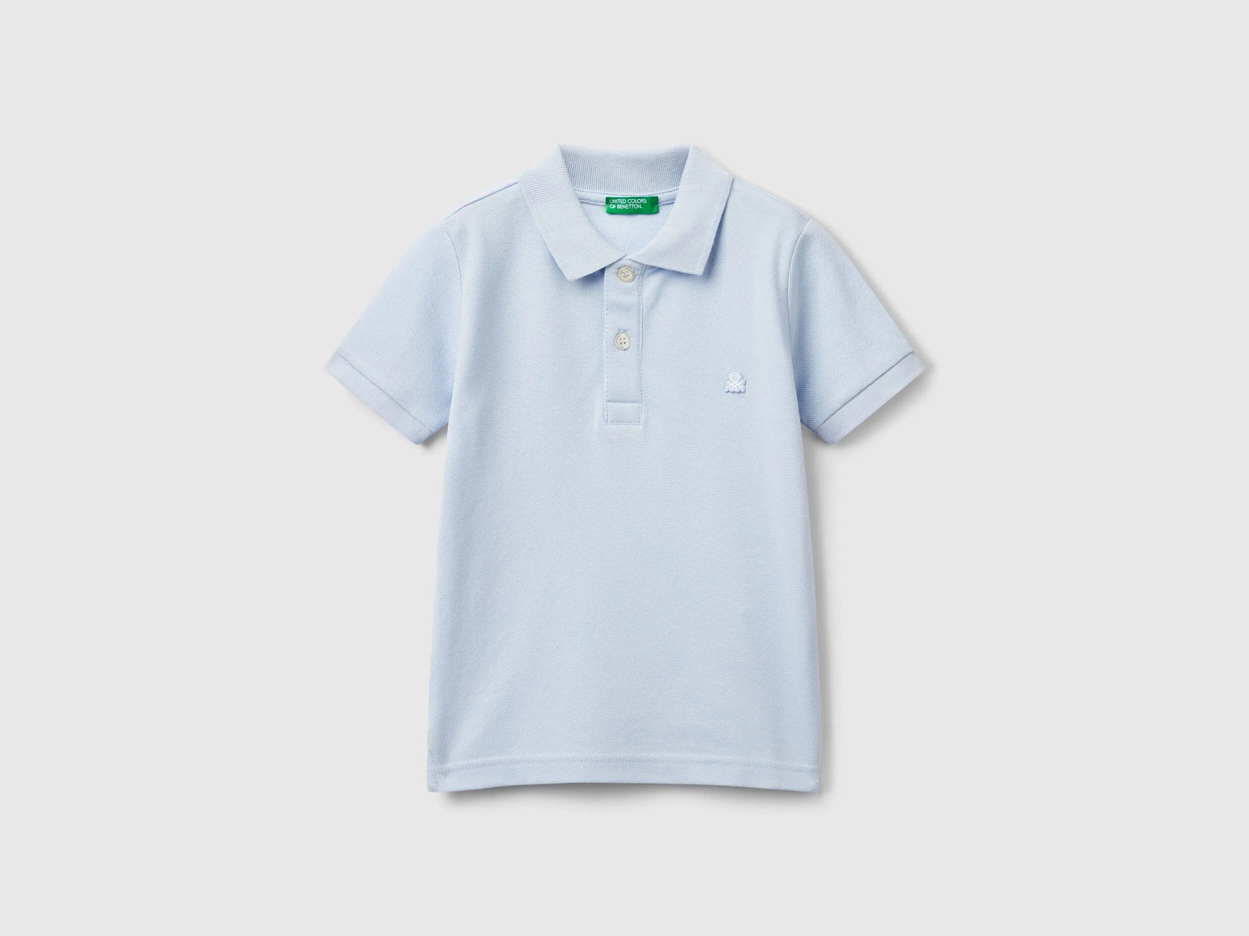 Benetton Sky Blue Boys Short Sleeve Polo in Pure Cotton SKU: 3089G3008_081 Image 01