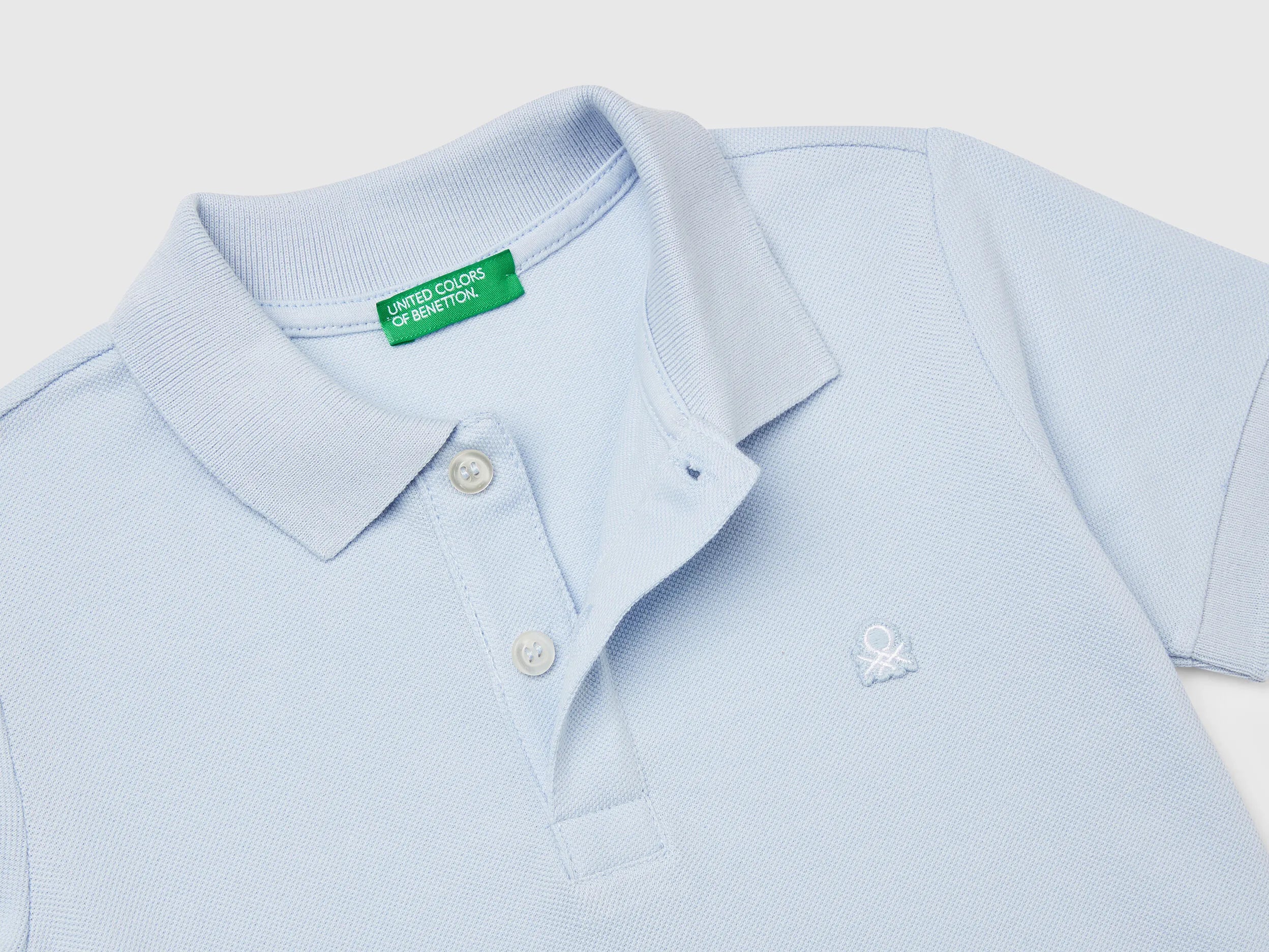 Benetton Sky Blue Boys Short Sleeve Polo in Pure Cotton SKU: 3089G3008_081 Image 03