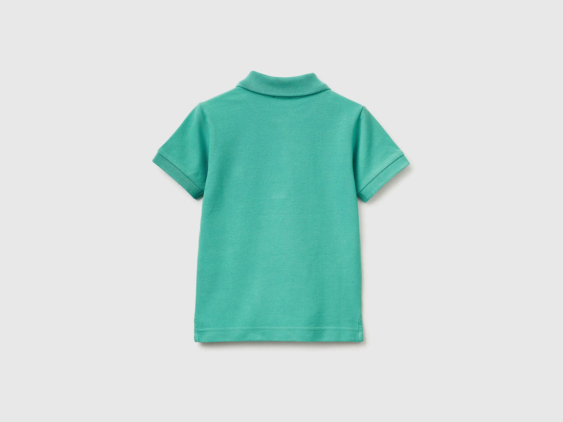 Benetton Aqua Boys Short-Sleeved Polo in Pure Cotton SKU: 3089G3008_08N Image 02