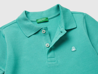 Benetton Aqua Boys Short-Sleeved Polo in Pure Cotton SKU: 3089G3008_08N Image 03