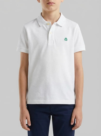 Benetton White Boys Short Sleeve Polo in Pure Cotton SKU: 3089G3008_101 Image 00
