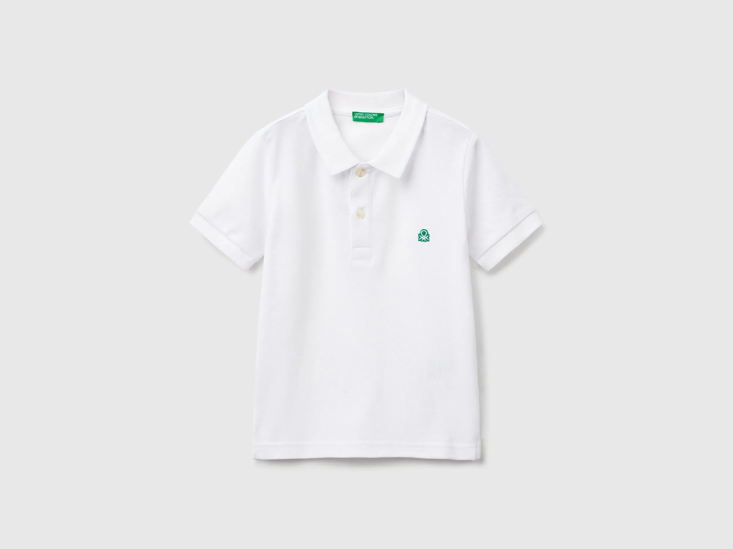 Benetton White Boys Short Sleeve Polo in Pure Cotton SKU: 3089G3008_101 Image 01