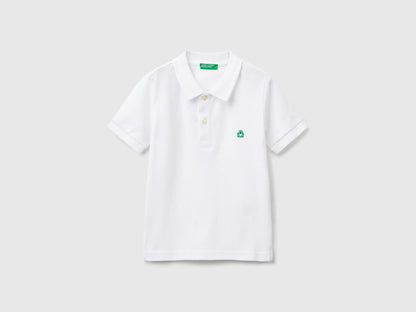 Benetton White Boys Short Sleeve Polo in Pure Cotton SKU: 3089G3008_101 Image 01
