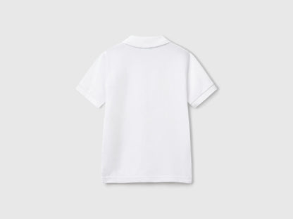 Benetton White Boys Short Sleeve Polo in Pure Cotton SKU: 3089G3008_101 Image 02