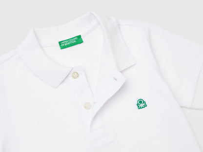 Benetton White Boys Short Sleeve Polo in Pure Cotton SKU: 3089G3008_101 Image 03