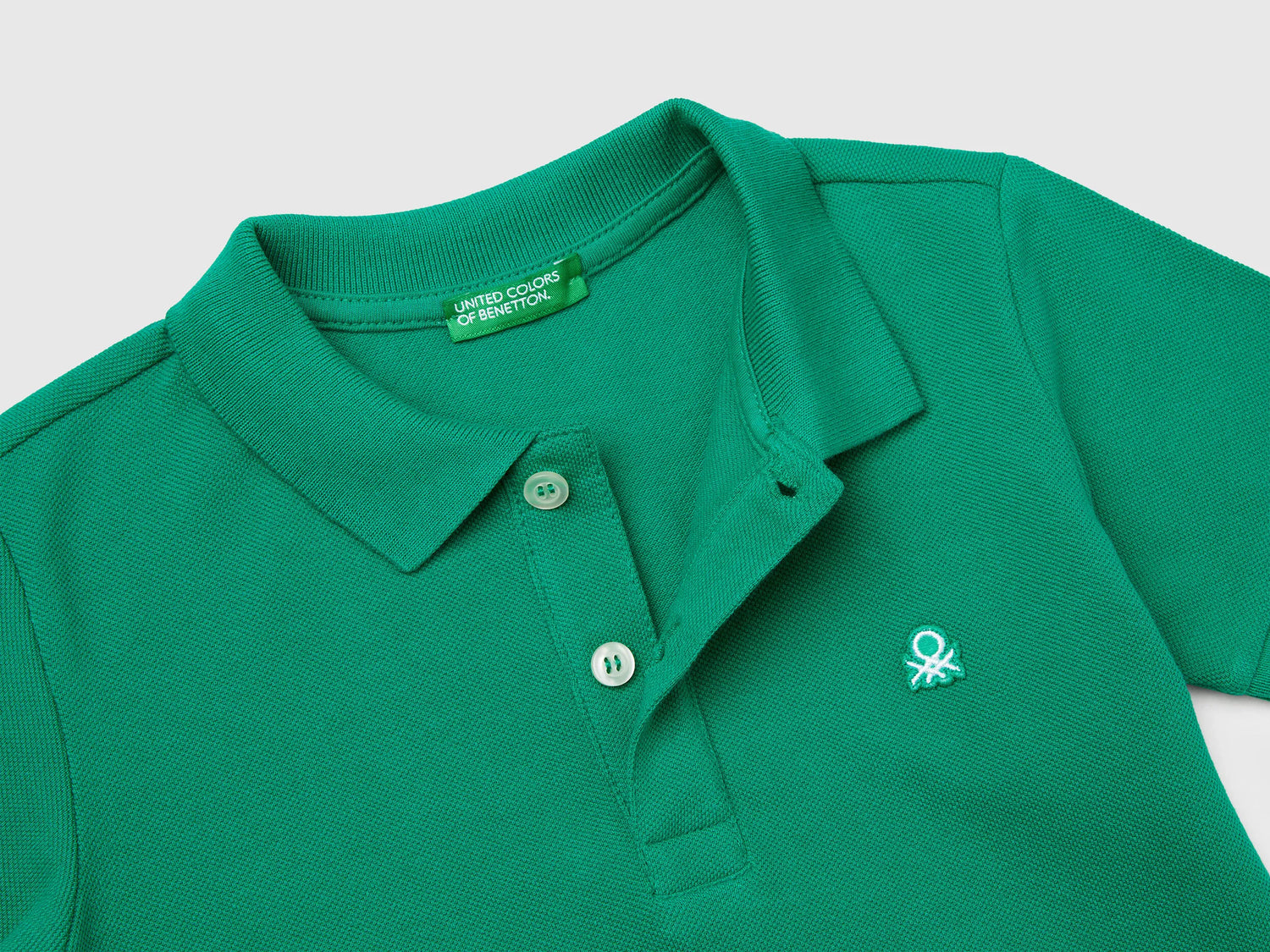 Benetton Green Boys Short Sleeve Polo in Pure Cotton SKU: 3089G3008_108 Image 03