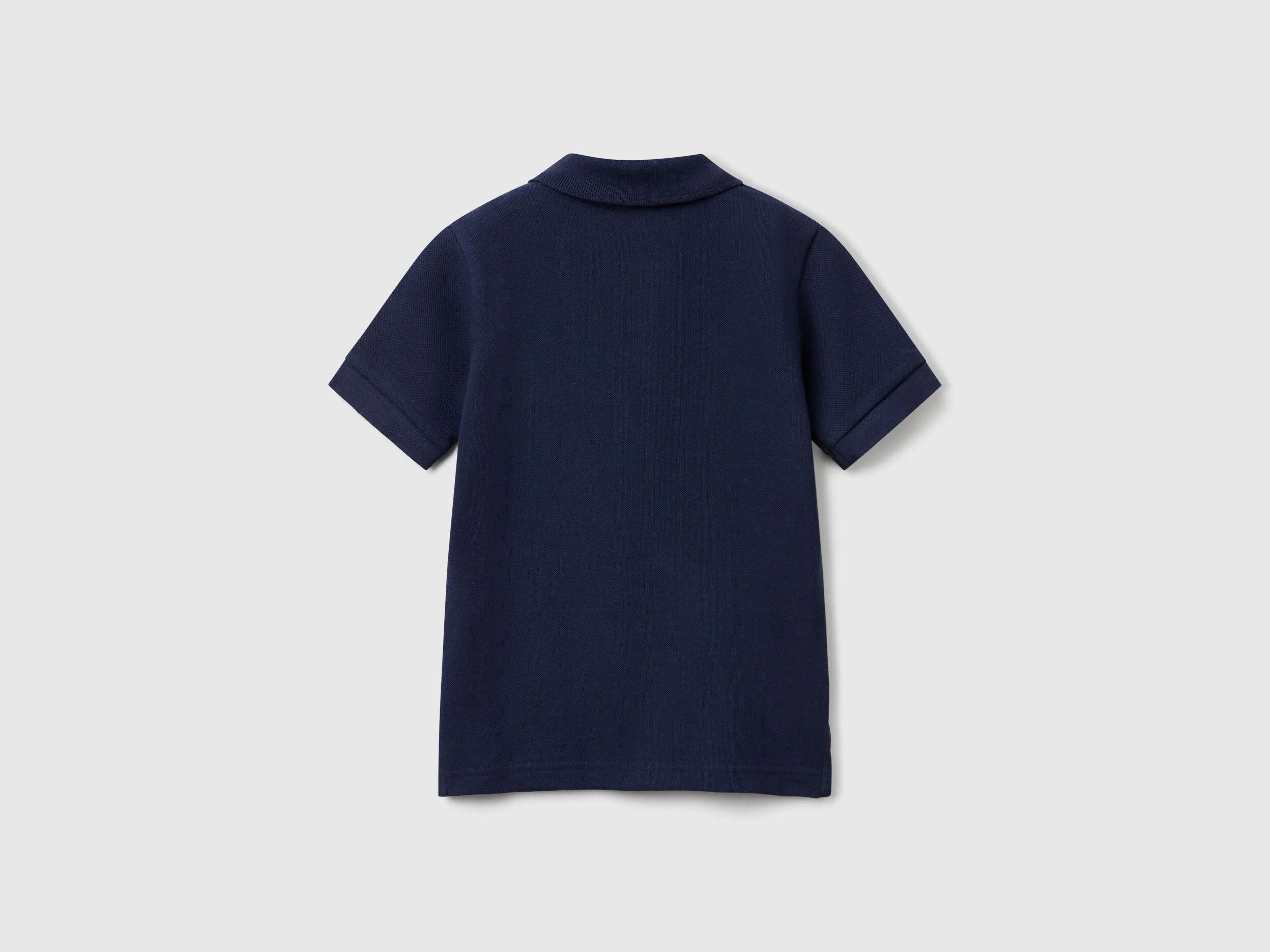 Benetton Dark Blue Boys Short Sleeve Polo in Pure Cotton SKU: 3089G3008_252 Image 02