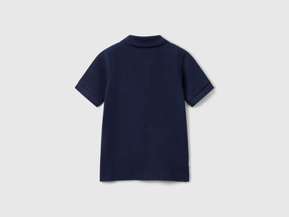 Benetton Dark Blue Boys Short Sleeve Polo in Pure Cotton SKU: 3089G3008_252 Image 02