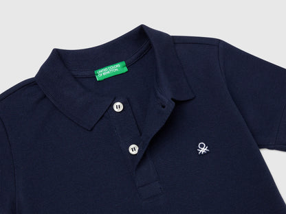Benetton Dark Blue Boys Short Sleeve Polo in Pure Cotton SKU: 3089G3008_252 Image 03