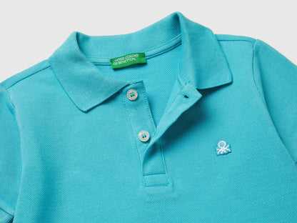 Benetton Aqua Boys Short-Sleeved Polo in Pure Cotton SKU: 3089G3008_28G Image 03