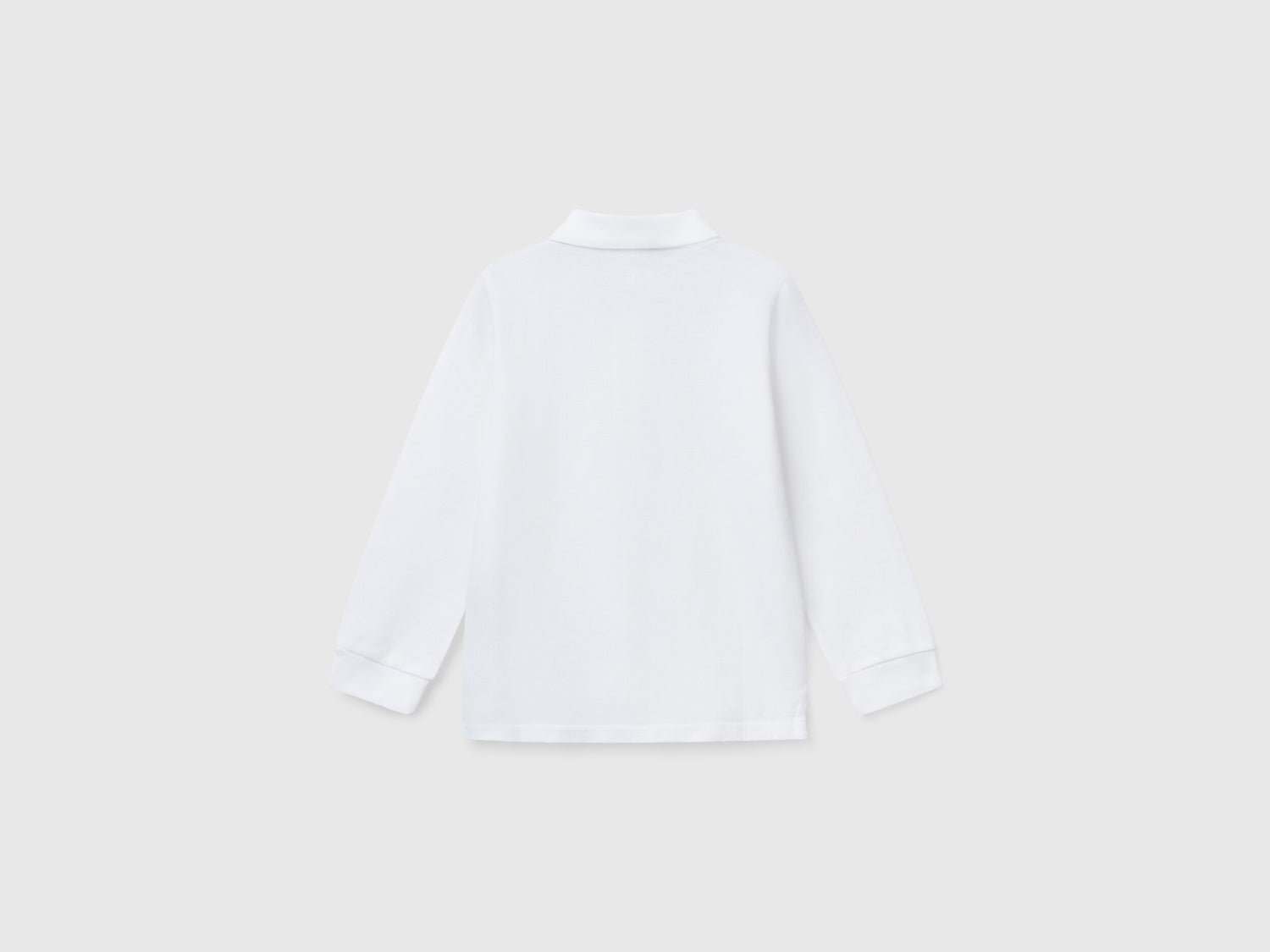 Benetton_White_Long Sleeve Polo in Cotton_3089G3009_101_02