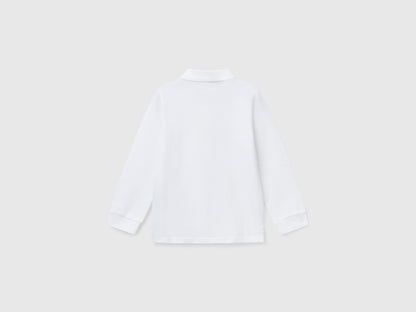 Benetton_White_Long Sleeve Polo in Cotton_3089G3009_101_02