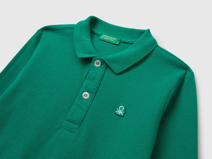 Benetton_Green_Long Sleeve Polo in Cotton_3089G3009_108_03