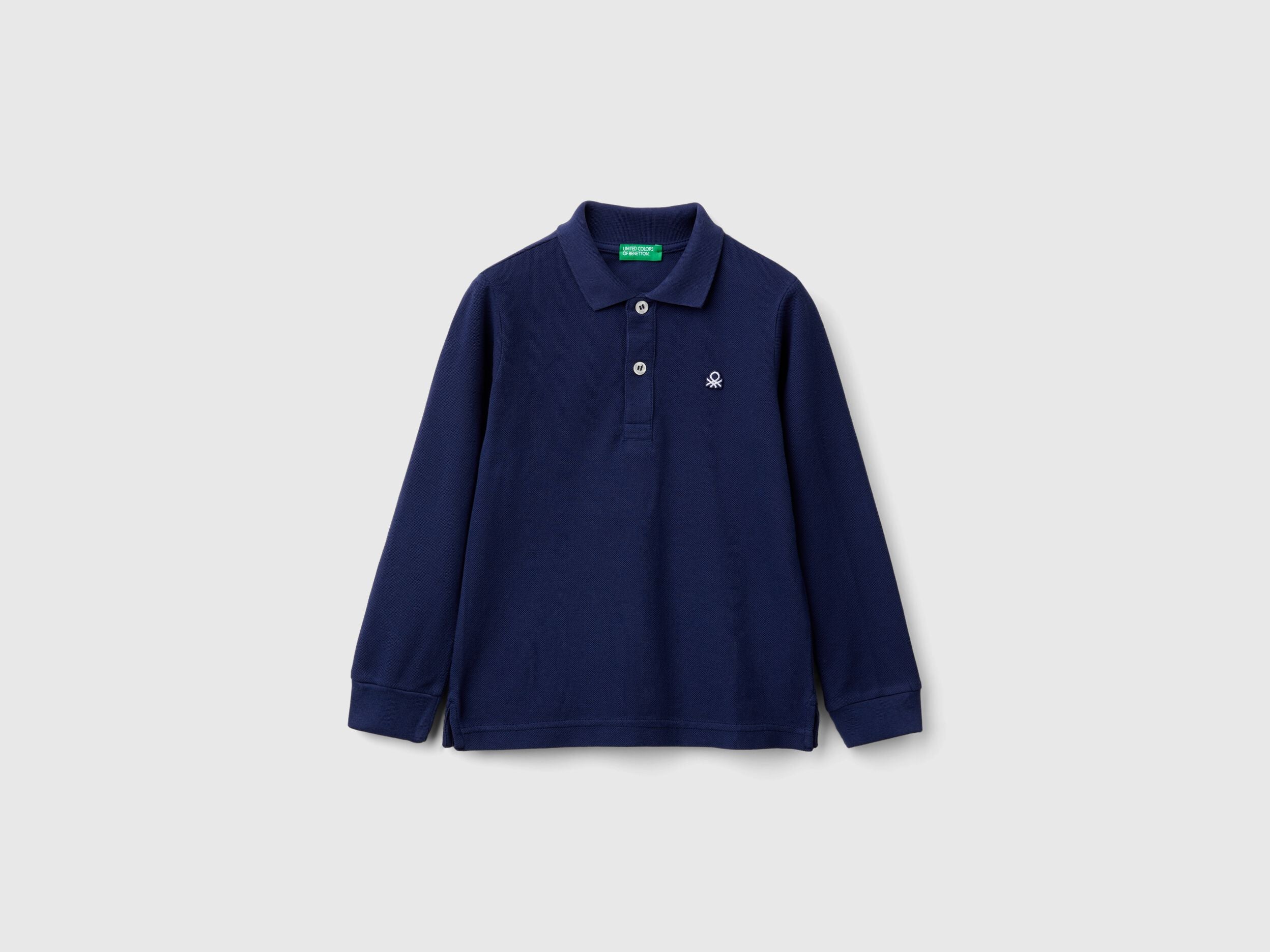 Benetton_Dark Blue_Long Sleeve Polo in Cotton_3089G3009_252_01