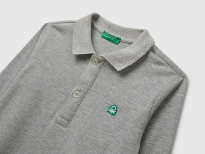 Benetton_Light Gray_Long Sleeve Polo in Cotton_3089G3009_501_03