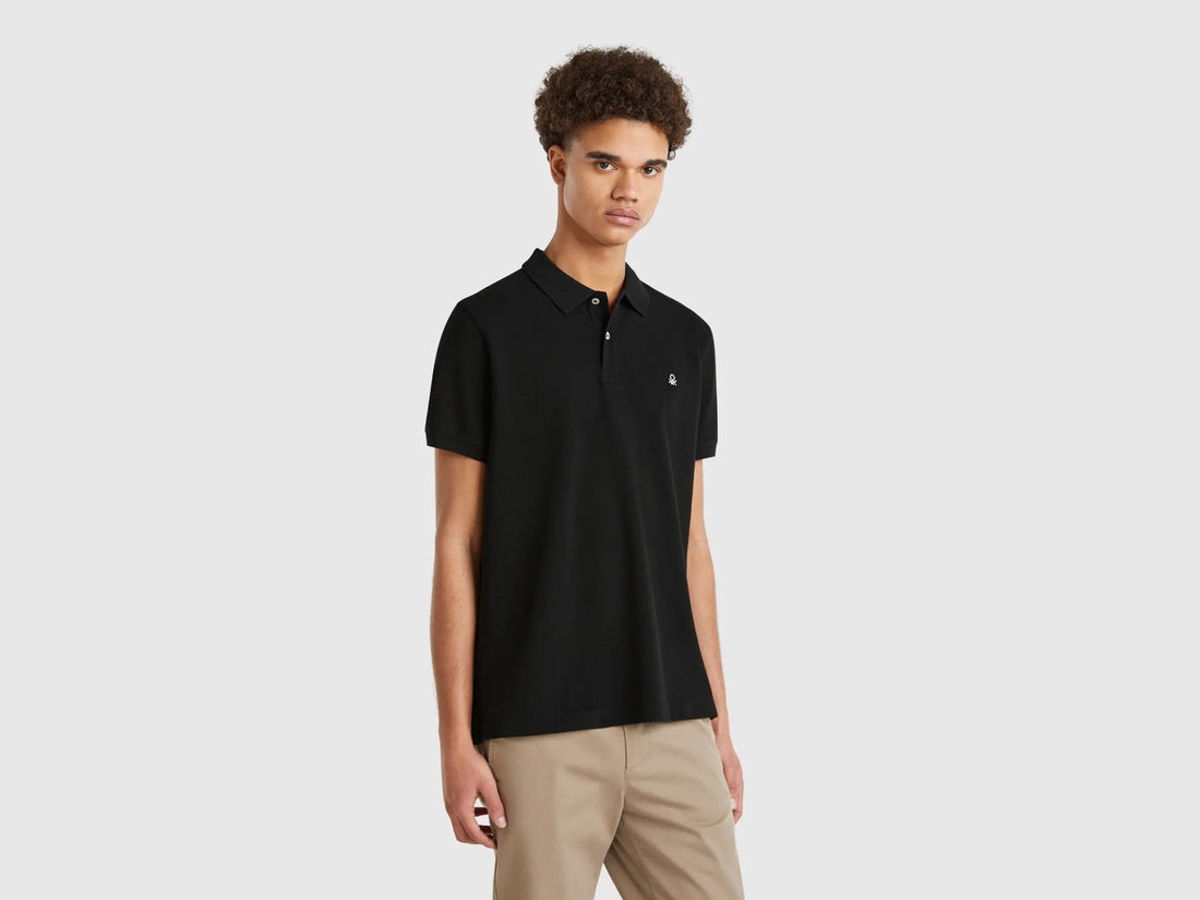 Benetton_Black Regular Fit Polo_3089J3179_100_01