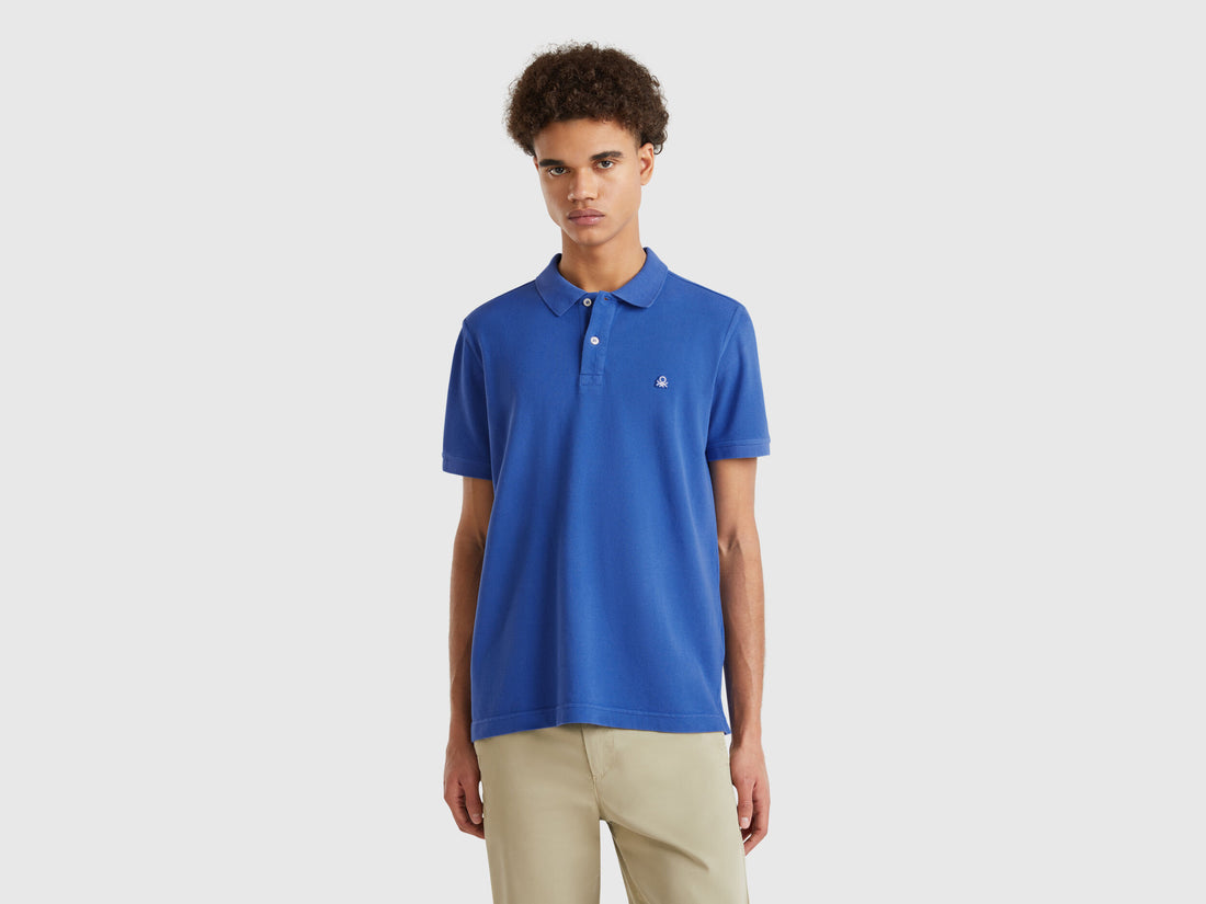 Benetton_Cornflower Blue Regular Fit Polo_3089J3179_14Q_01