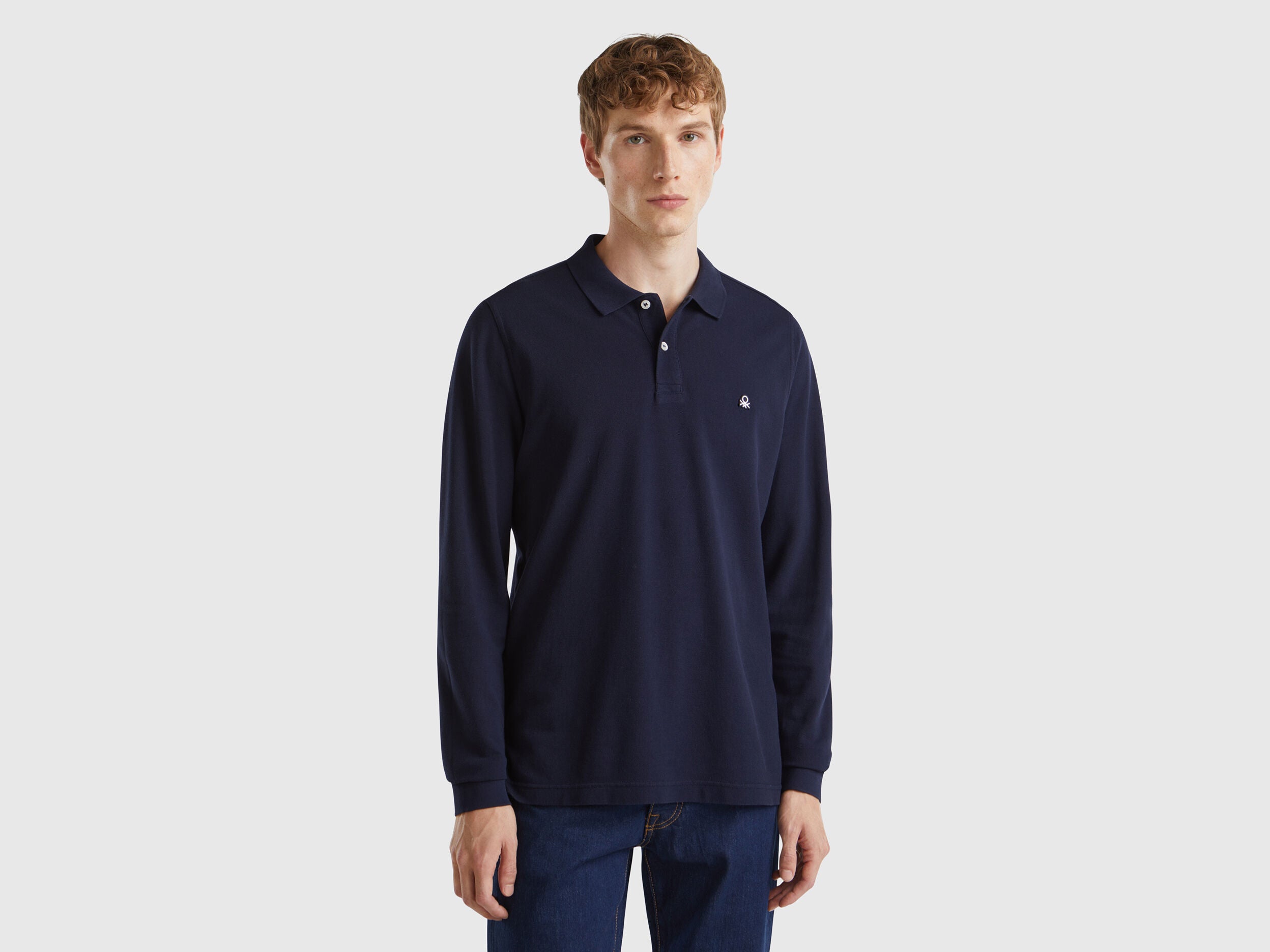 Benetton_Dark Blue_Long Sleeve Cotton Polo_3089J3204_016_01
