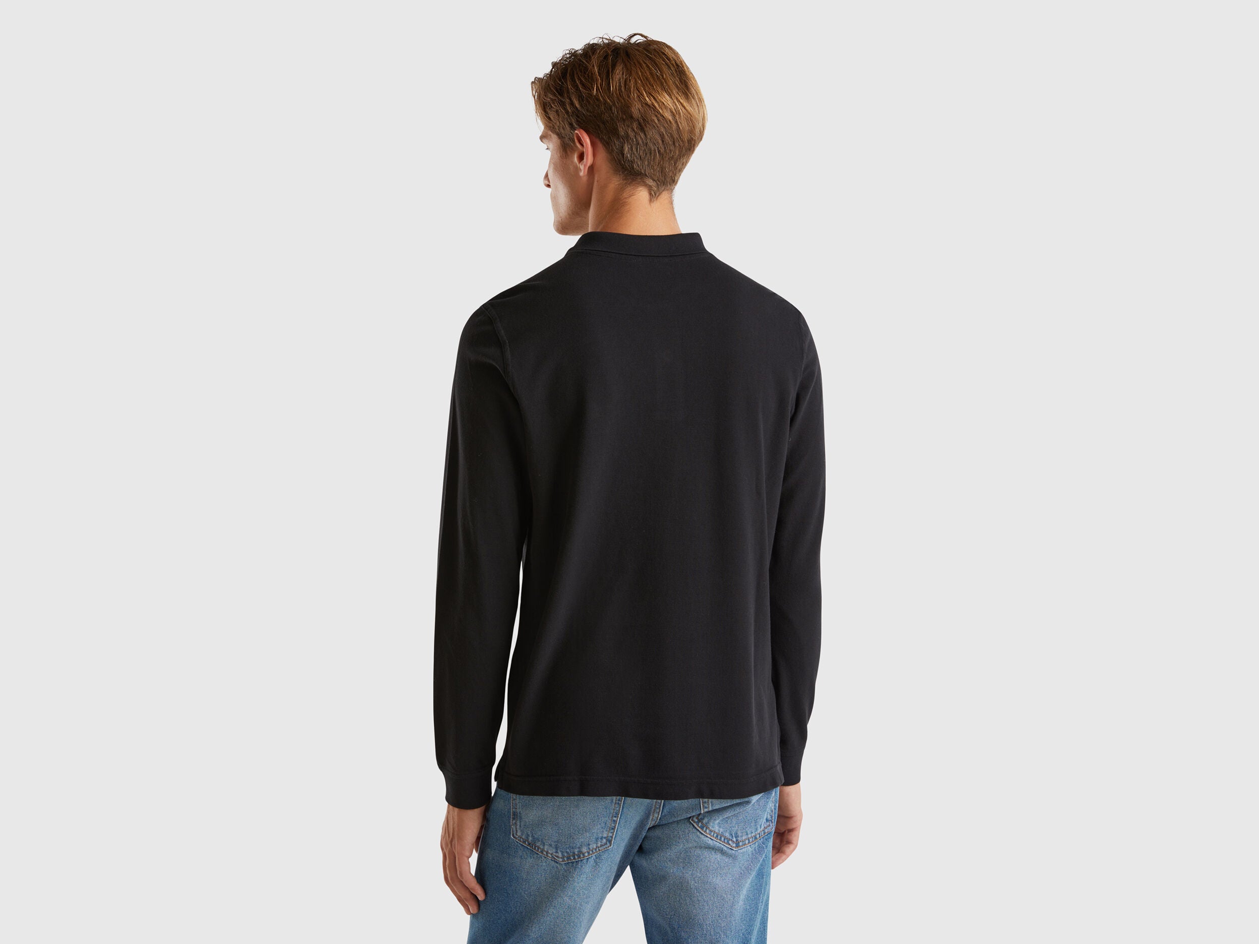 Benetton_Black_Long Sleeve Cotton Polo_3089J3204_100_02
