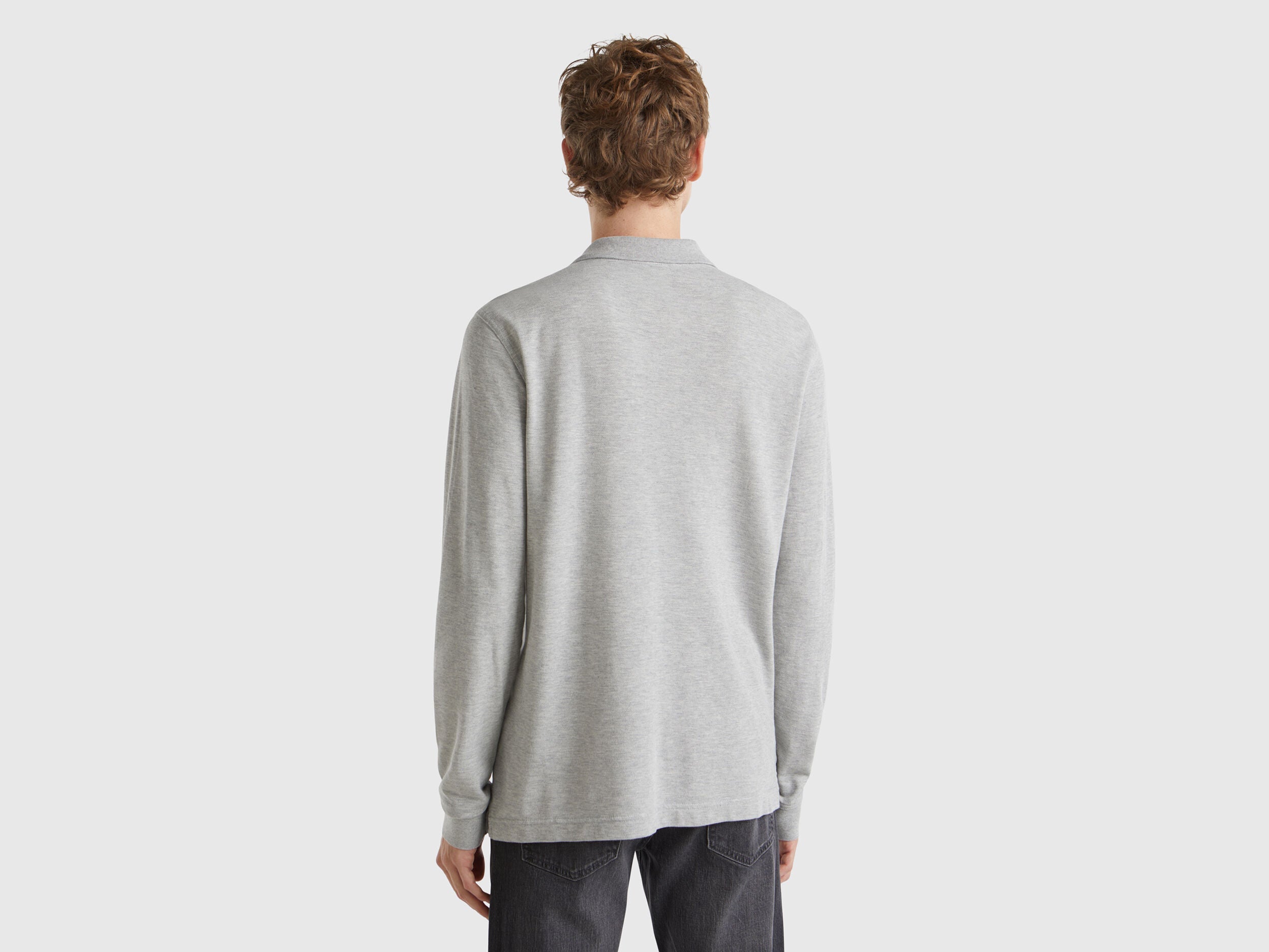 Benetton_Light Gray_Long Sleeve Cotton Polo_3089J3204_501_02