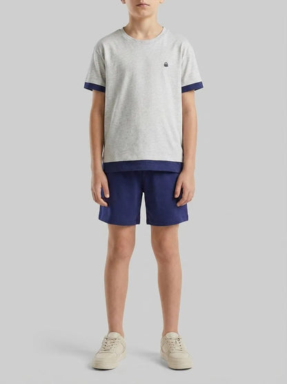 Benetton Light Gray Boys Color Block Short Pyjamas SKU: 30960P09Y_506 Image 00