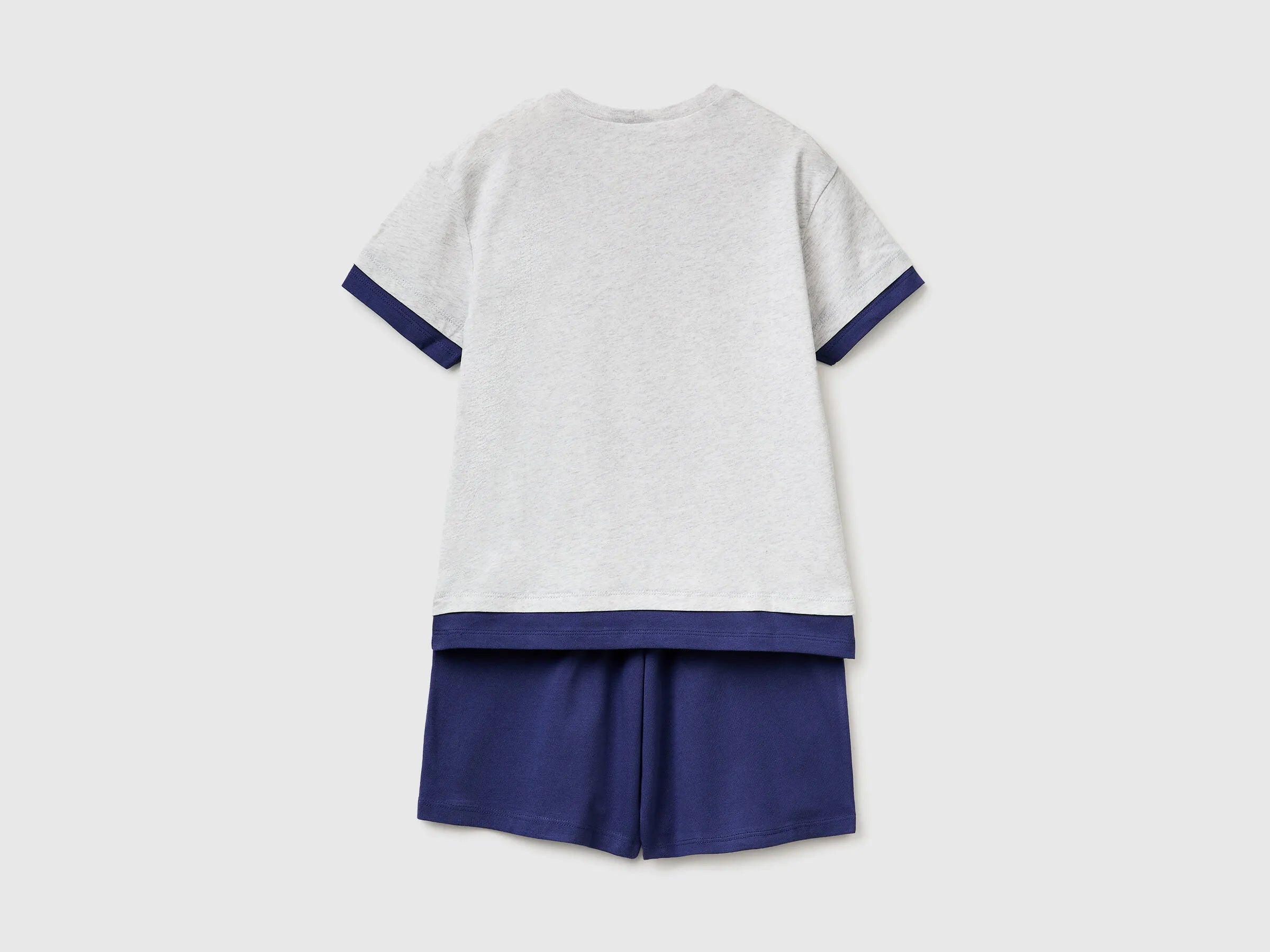 Benetton Light Gray Boys Color Block Short Pyjamas SKU: 30960P09Y_506 Image 02