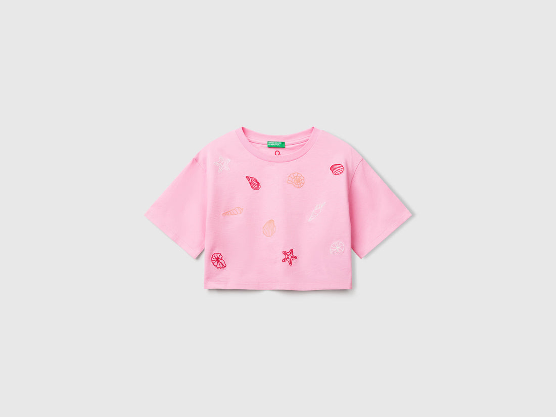Benetton_Pink T-Shirt with Shell Embroidery_3096C10PC_34Q_01