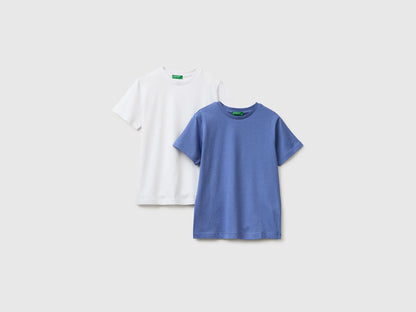 Benetton White Boys Two 100% Cotton T-Shirts SKU: 3096C10S3_901 Image 01