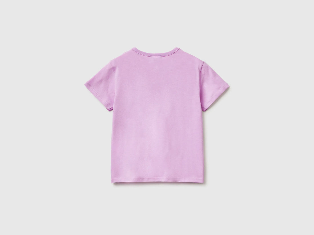 Benetton Lilac Girls T-Shirt with Print and Glitter SKU: 3096C10SG_00L Image 02