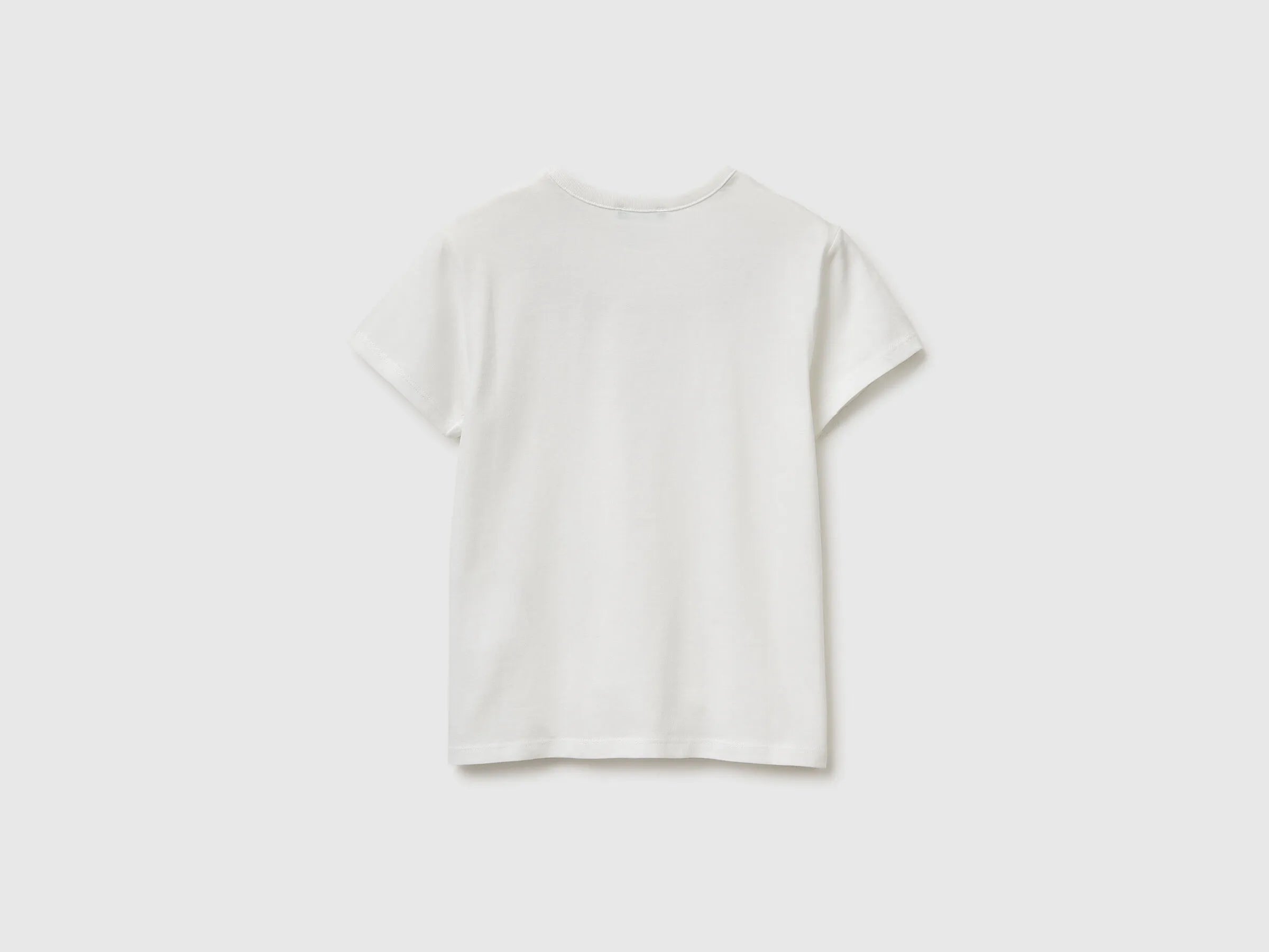 Benetton Creamy White Girls T-Shirt with Print and Glitter SKU: 3096C10SG_074 Image 02