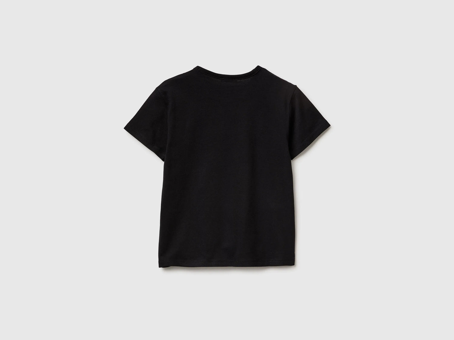 Benetton Black Girls T-Shirt with Print and Glitter SKU: 3096C10SG_100 Image 02