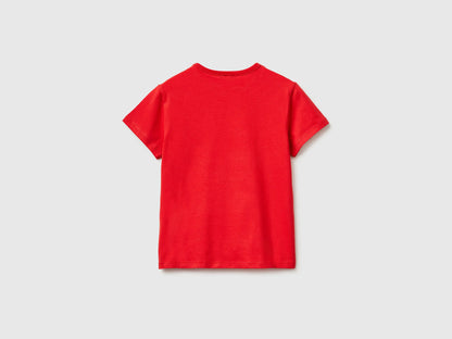 Benetton Red Girls T-Shirt with Print and Glitter SKU: 3096C10SG_30A Image 02