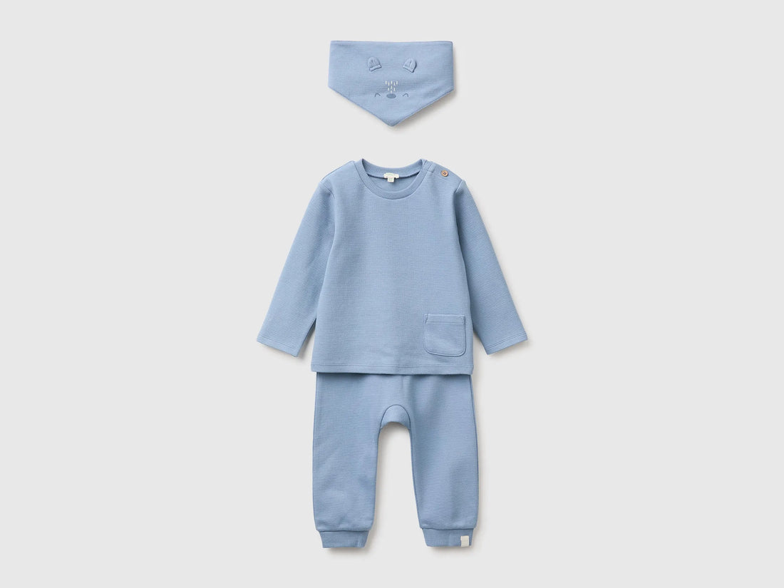 Benetton Light Blue Unisex Pure Cotton Set SKU: 30THAK018_09A Image 01