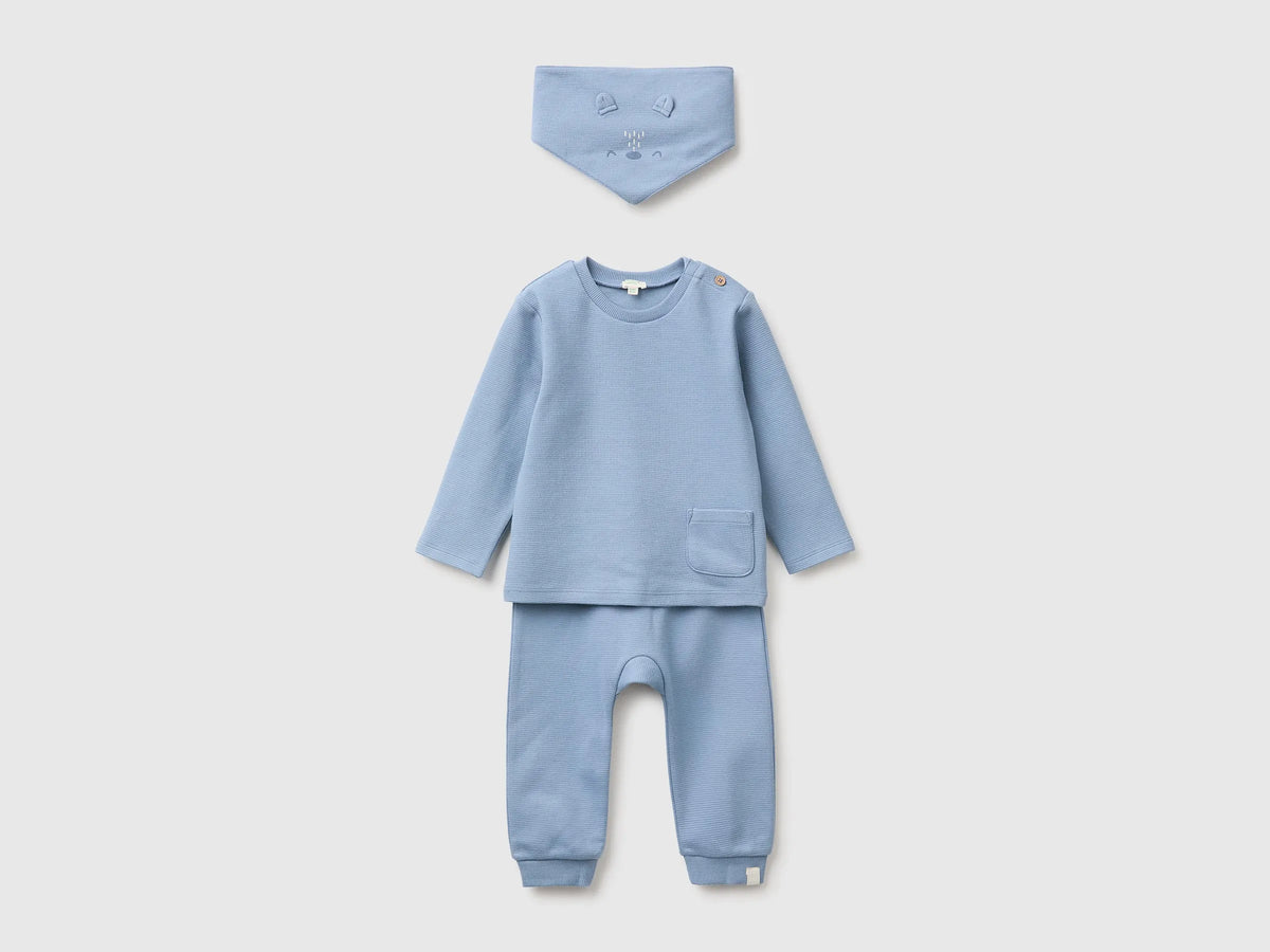 Benetton Light Blue Unisex Pure Cotton Set SKU: 30THAK018_09A Image 01