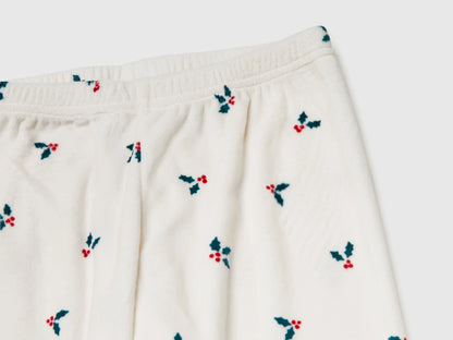 Benetton Creamy White Girls Christmas Pyjamas with Holly SKU: 312W0P09R_67P Image 03