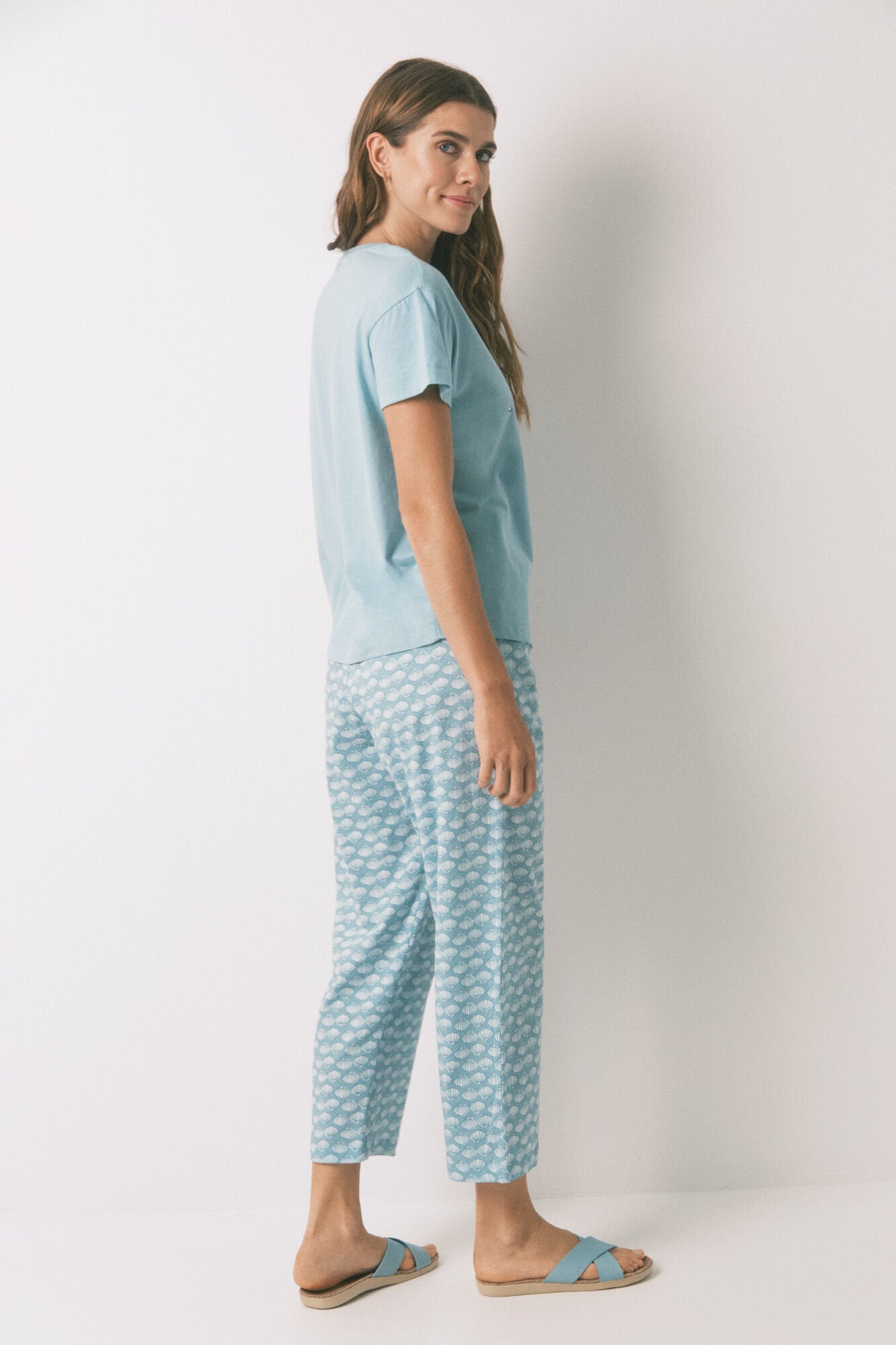 Women Secret_Sebastian Green 100% Cotton Capri Pyjamas_3132100_26_06