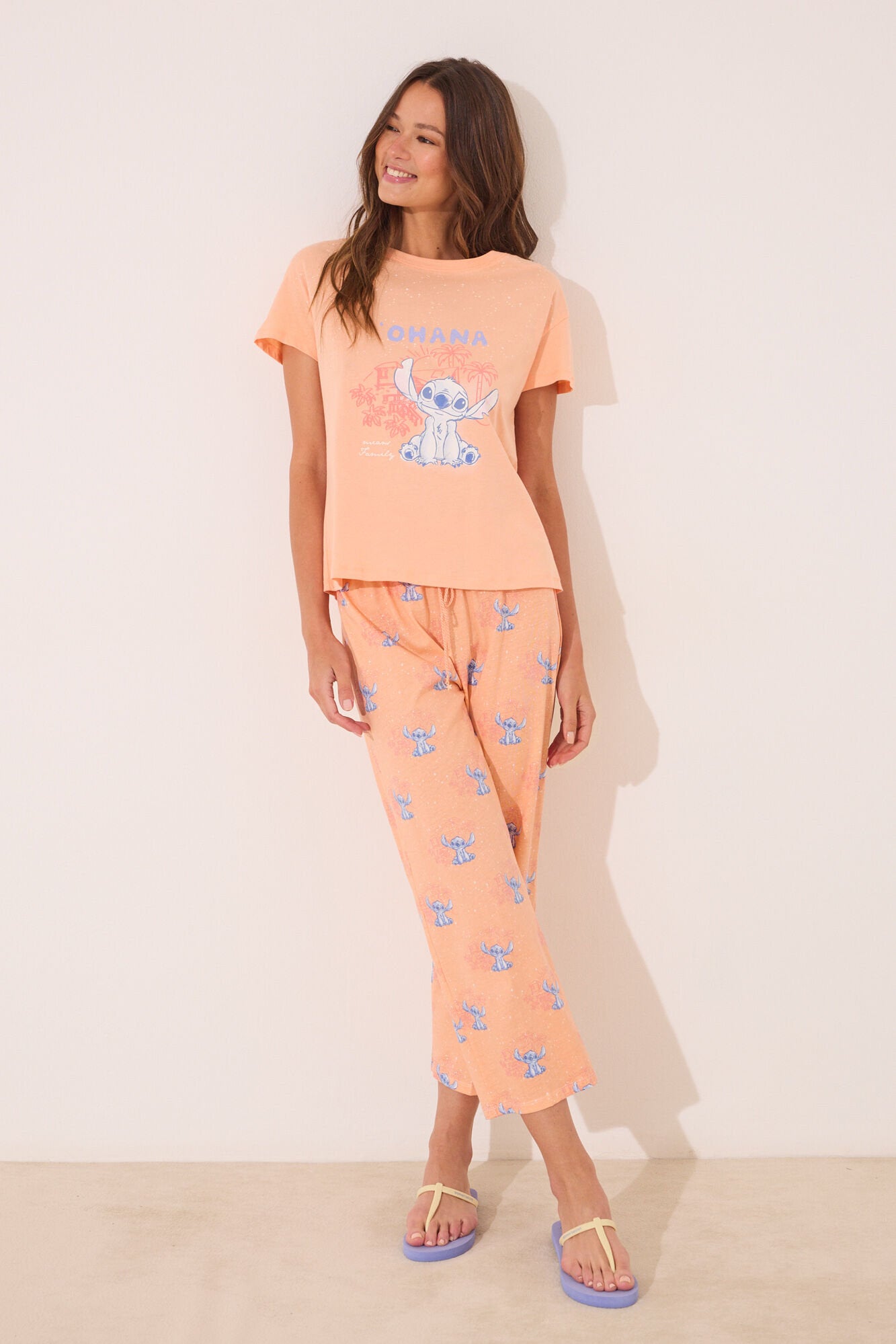 Women Secret_Lilo &amp; Stitch Capri Pyjamas in Orange Cotton_3132104_67_02