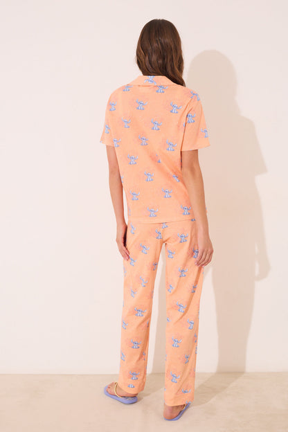 Women Secret_Lilo &amp; Stitch Orange Cotton Classic Pyjamas_3132105_67_06