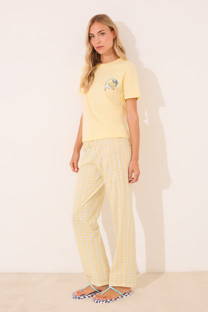 Women Secret_100% Cotton Long Pyjamas with Snoopy Lemons_3132106_04_01