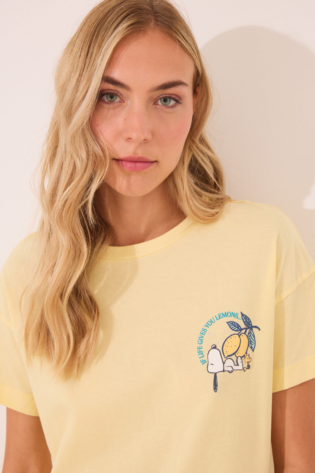 Women Secret_100% Cotton Long Pyjamas with Snoopy Lemons_3132106_04_02