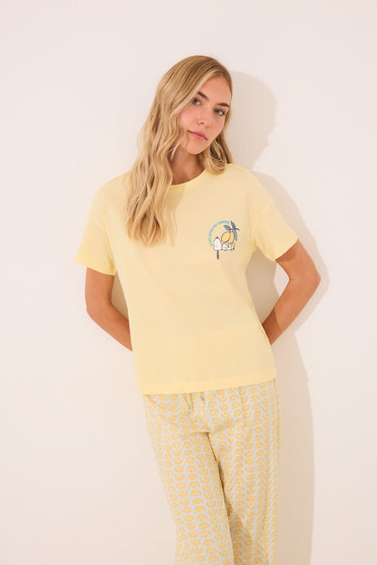 Women Secret_100% Cotton Long Pyjamas with Snoopy Lemons_3132106_04_03