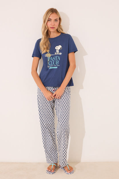 Women Secret_100% Cotton Geometric Snoopy Long Pyjamas_3132107_11_02
