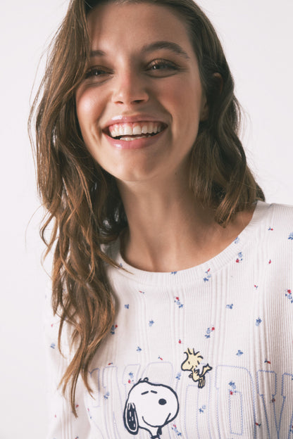 Women Secret_White Print_Long Pyjamas Snoopy White Flowers_3132124_97_03