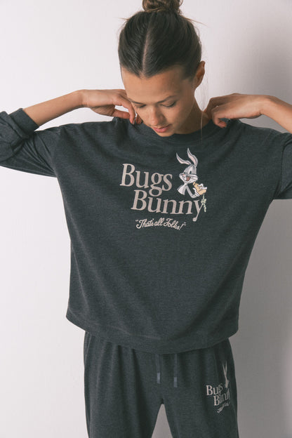 Women Secret_Light Grey_Bugs Bunny Gray Cotton Long Pyjamas_3132126_47_02