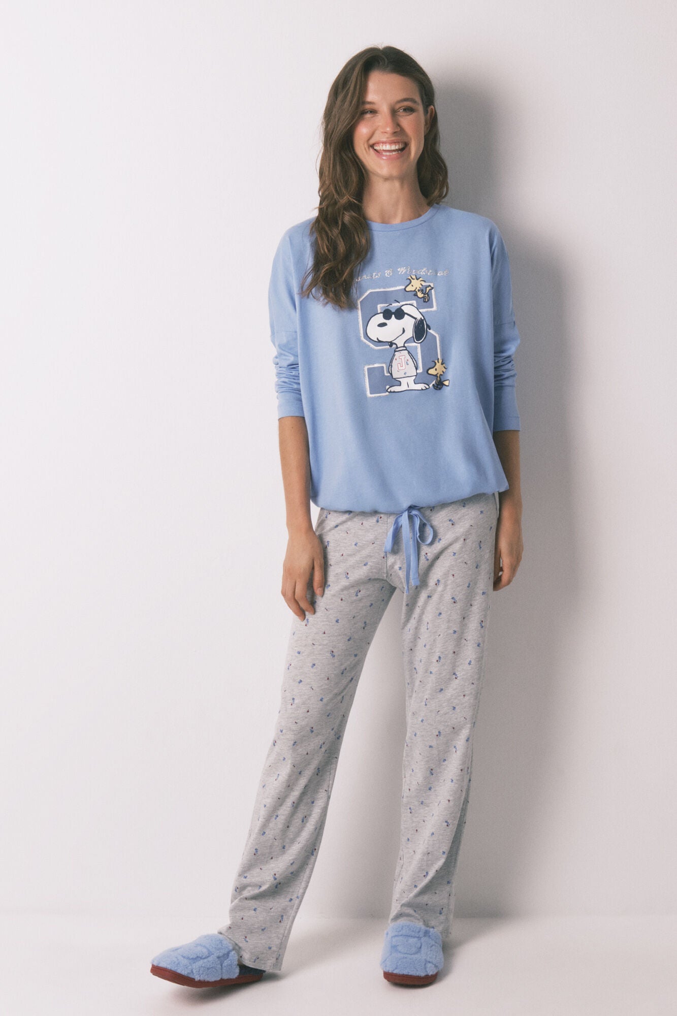 Women Secret_Blue Print_Long Blue Snoopy Cotton Pyjamas_3132129_19_03