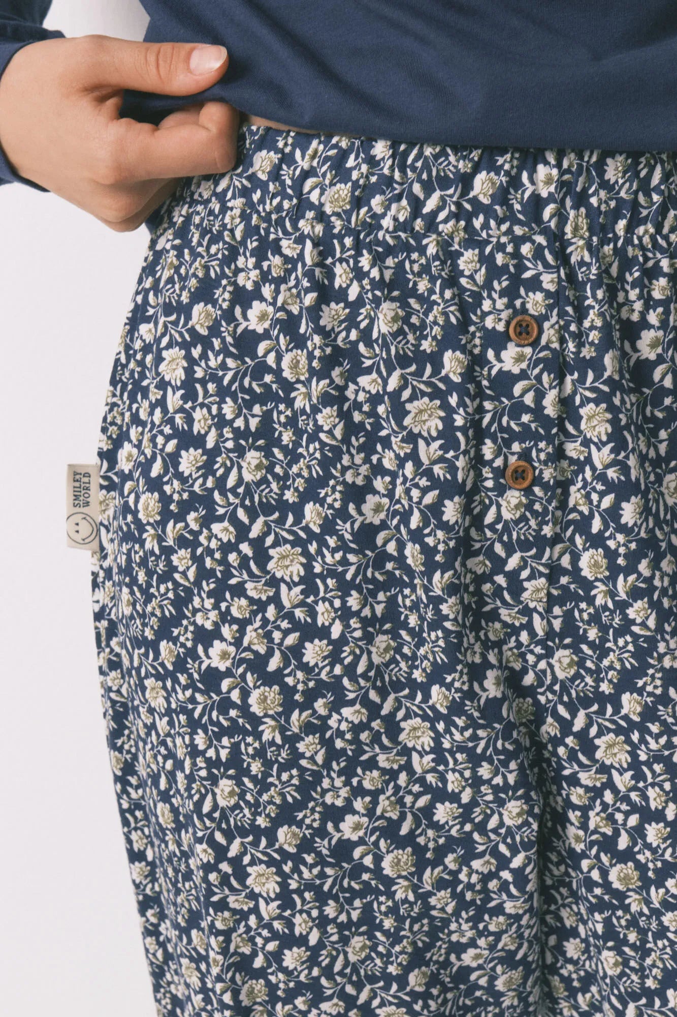 Women Secret_Navy_100% Cotton Long Pyjamas Smileyworld¨ Blue_3132135_10_05