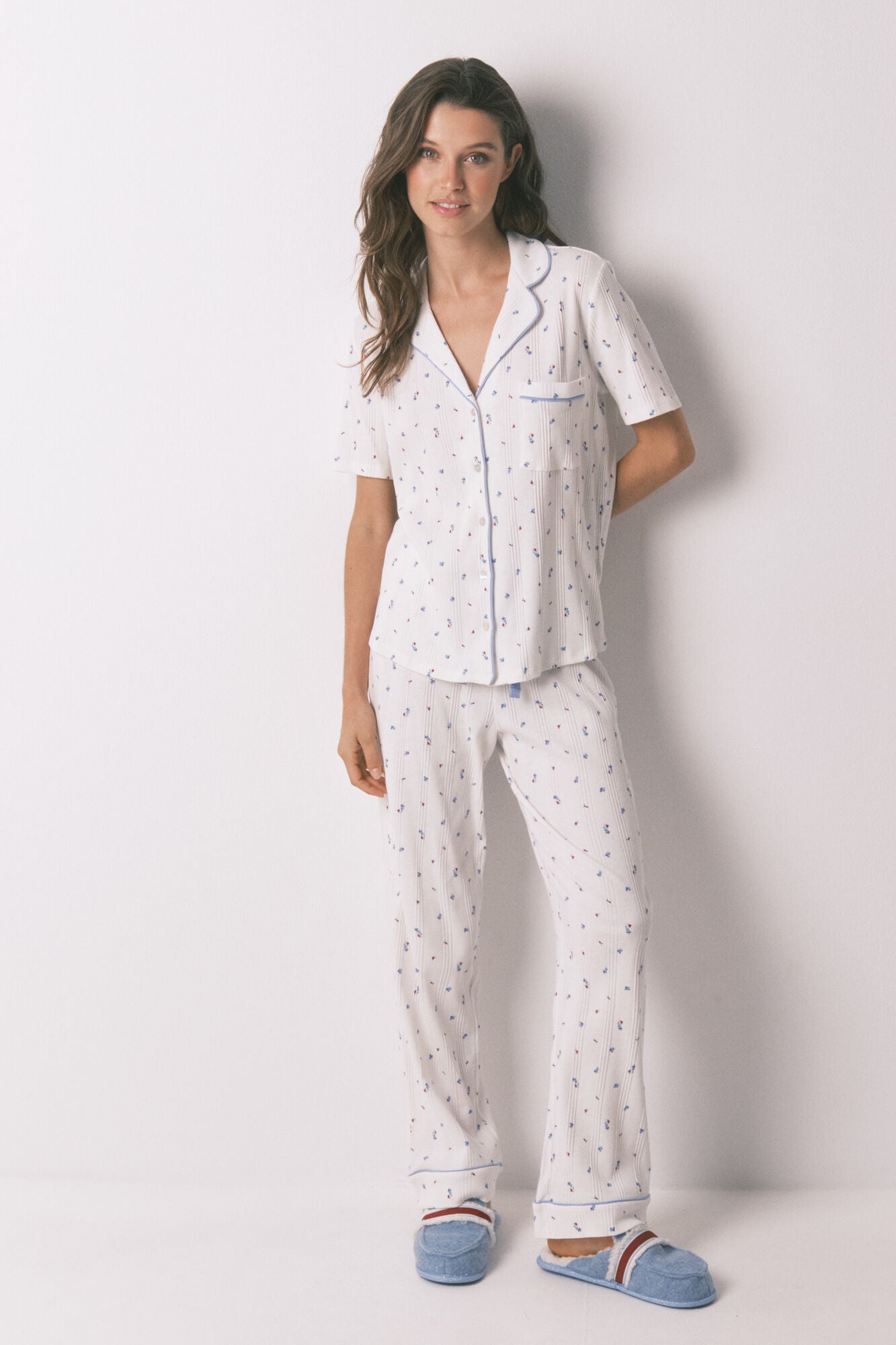 Women Secret_White Print_White Floral Cotton Classic Pyjamas_3132138_97_01