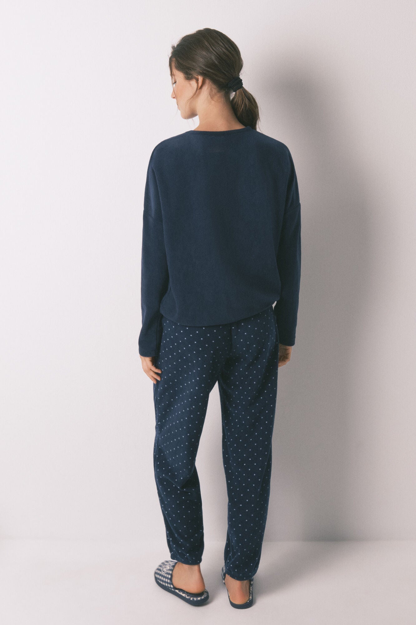 Women Secret_Navy_Smileyworld¨ Navy Fleece Long Pyjamas_3132142_10_05