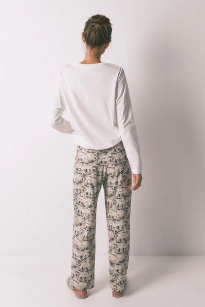 Women Secret_Ivory_100% Cotton White Mickey Mouse Long Pyjamas_3132149_96_05