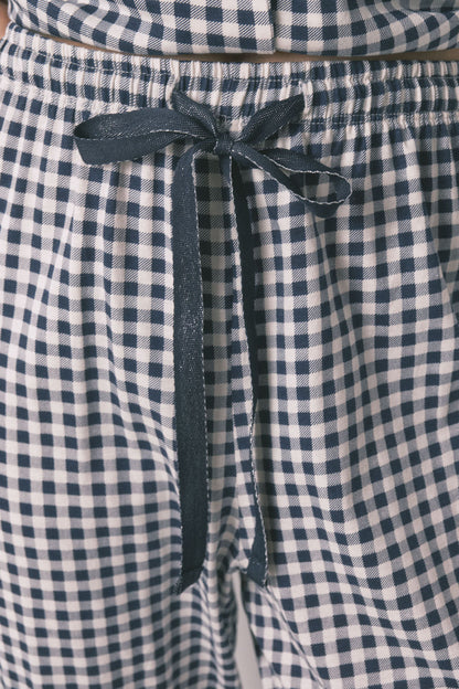 Women Secret_Navy_Long 100% Gingham Classic Pyjamas_3132151_10_04